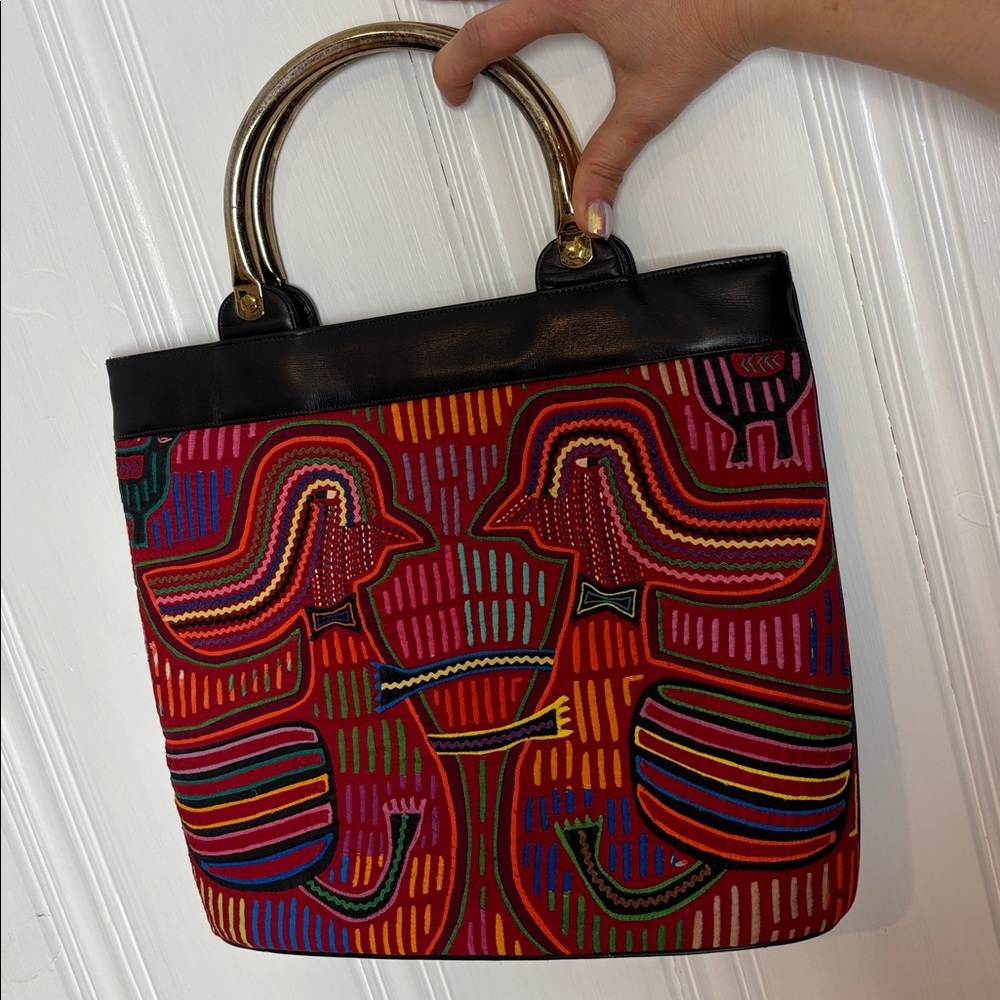 🖤 Morris Moskowitz Handcrafted Embroidered Leather Bag – One-of-a-Kind